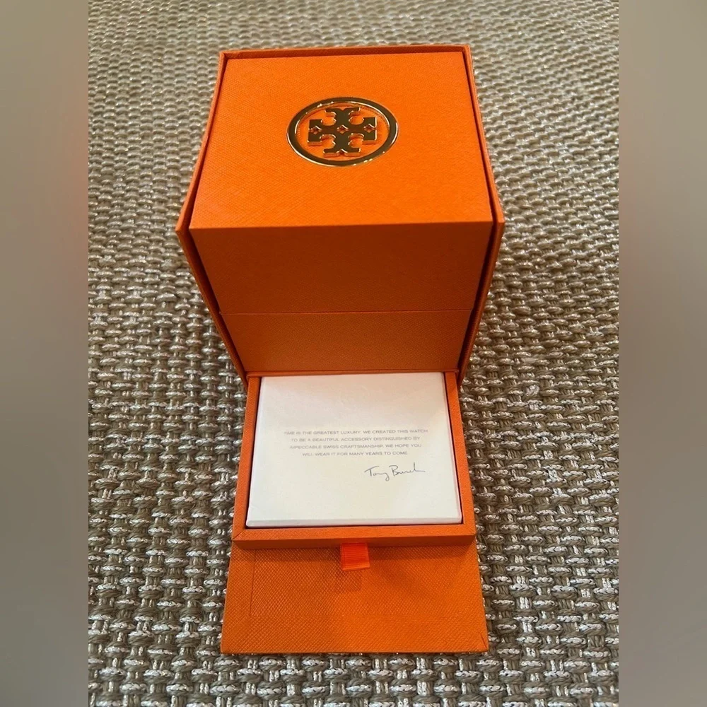 Tory Burch cream dial two tone date steel quartz women’s watch jewelry TRB1014